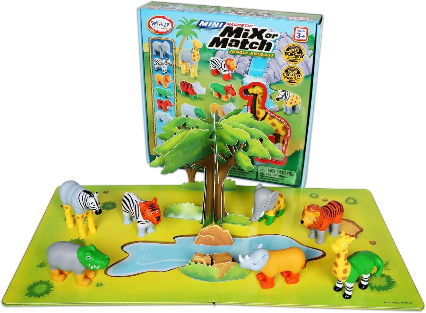 Popular Playthings Magnetic Animals for Toddlers 1-3 — Mini Mix & Match Jungle Animals with Pop-up Playmat