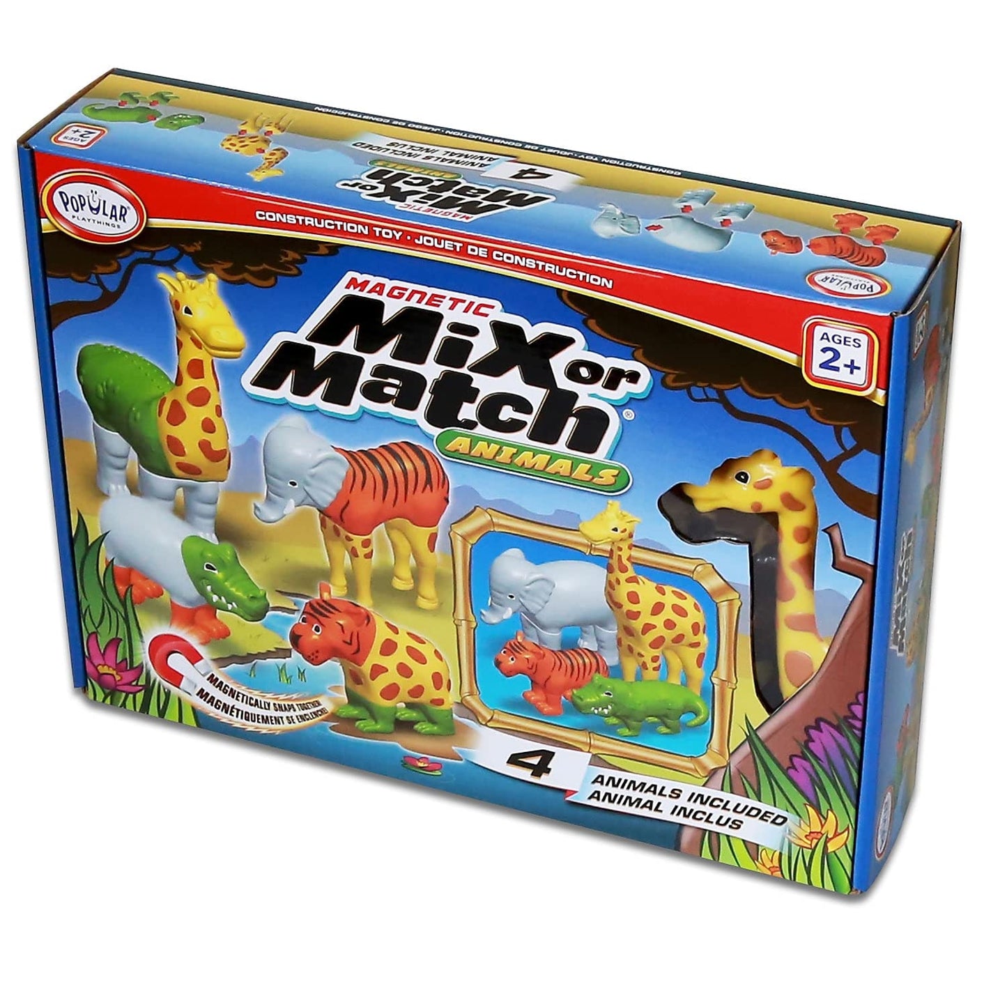 Popular Playthings Magnetic Animals for Toddlers 1-3 | Mix & Match Jungle Animals – Set of 4