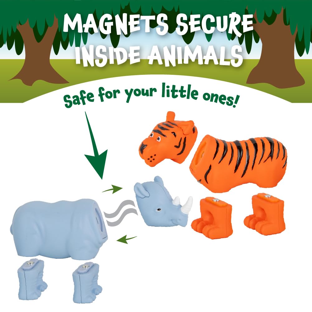 Popular Playthings Magnetic Animals for Toddlers 1-3 — Mini Mix & Match Jungle Animals with Pop-up Playmat