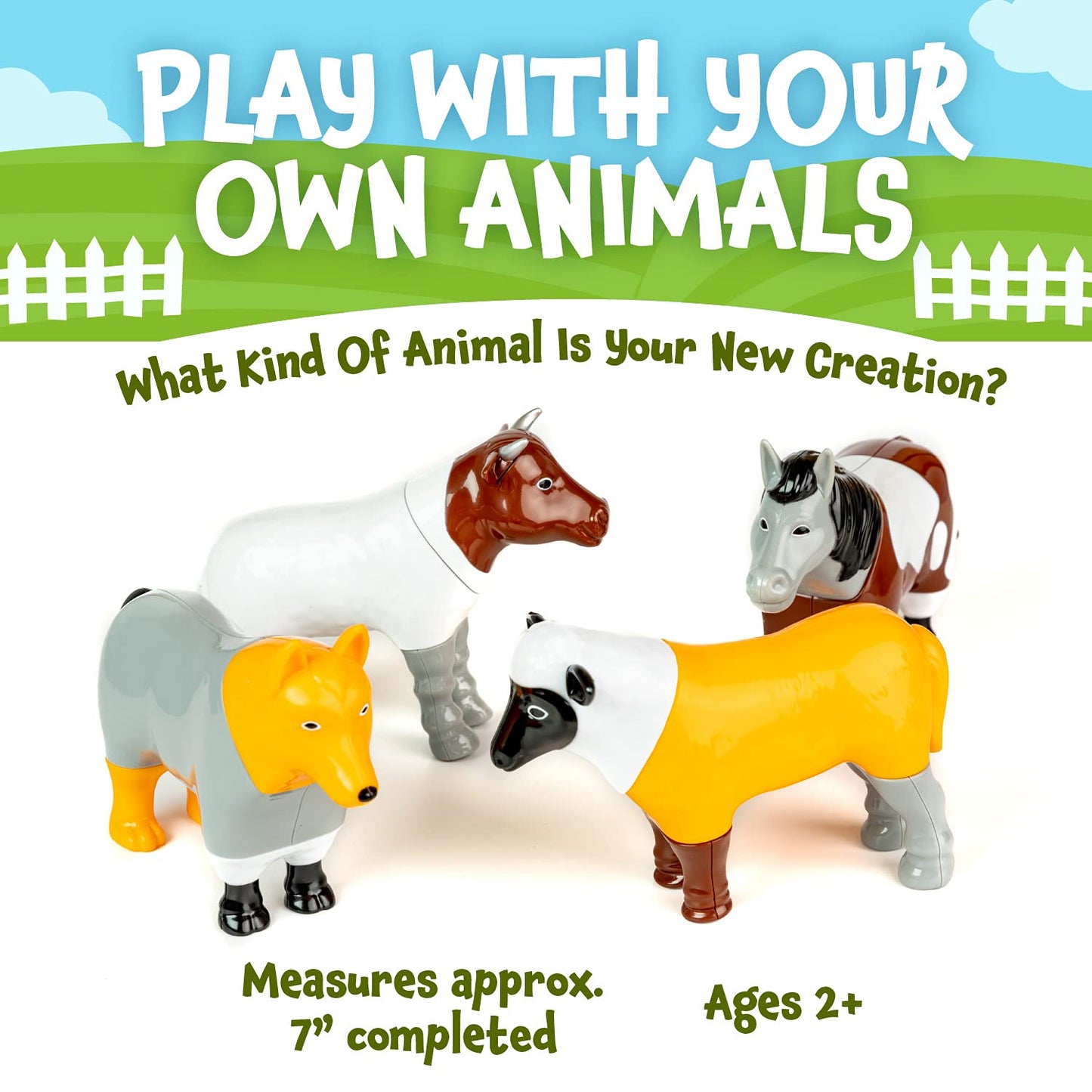 Popular Playthings Magnetic Animals for Toddlers – Mix & Match Farm Toys (Set of 4)