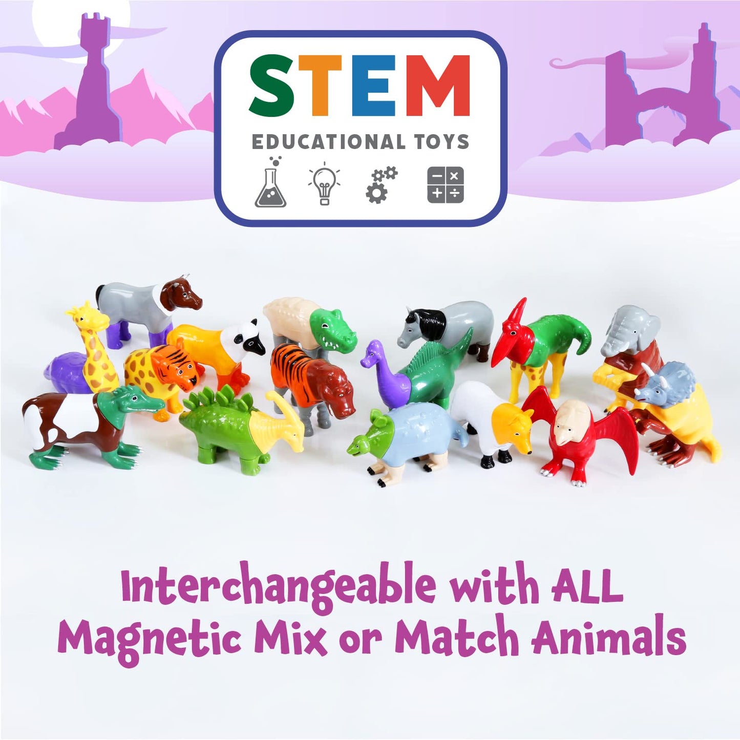 POPULAR PLAYTHINGS Magnetic Animals for Toddlers 1-3 – Pastel Mythical Kingdom (Set of 4)