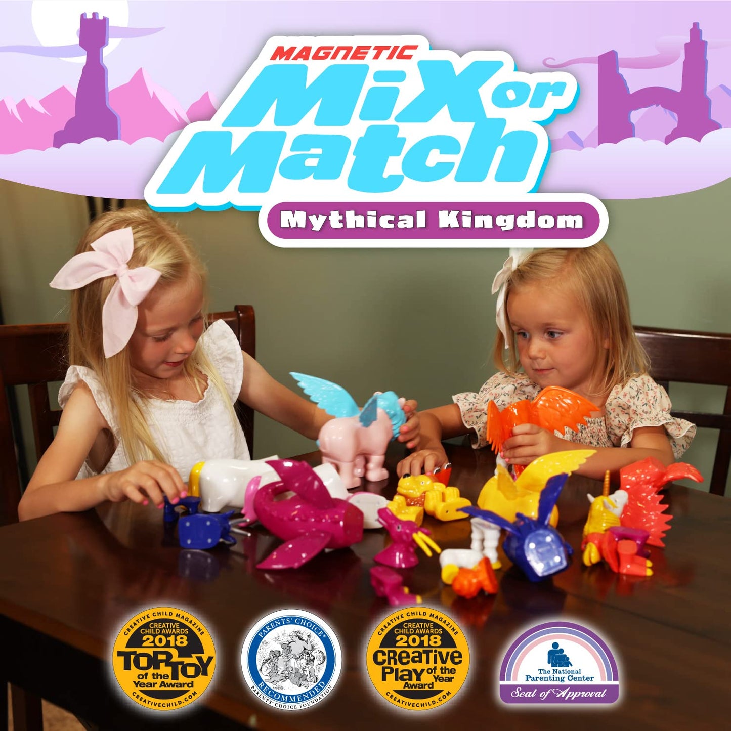 POPULAR PLAYTHINGS Magnetic Animals for Toddlers 1-3 – Pastel Mythical Kingdom (Set of 4)