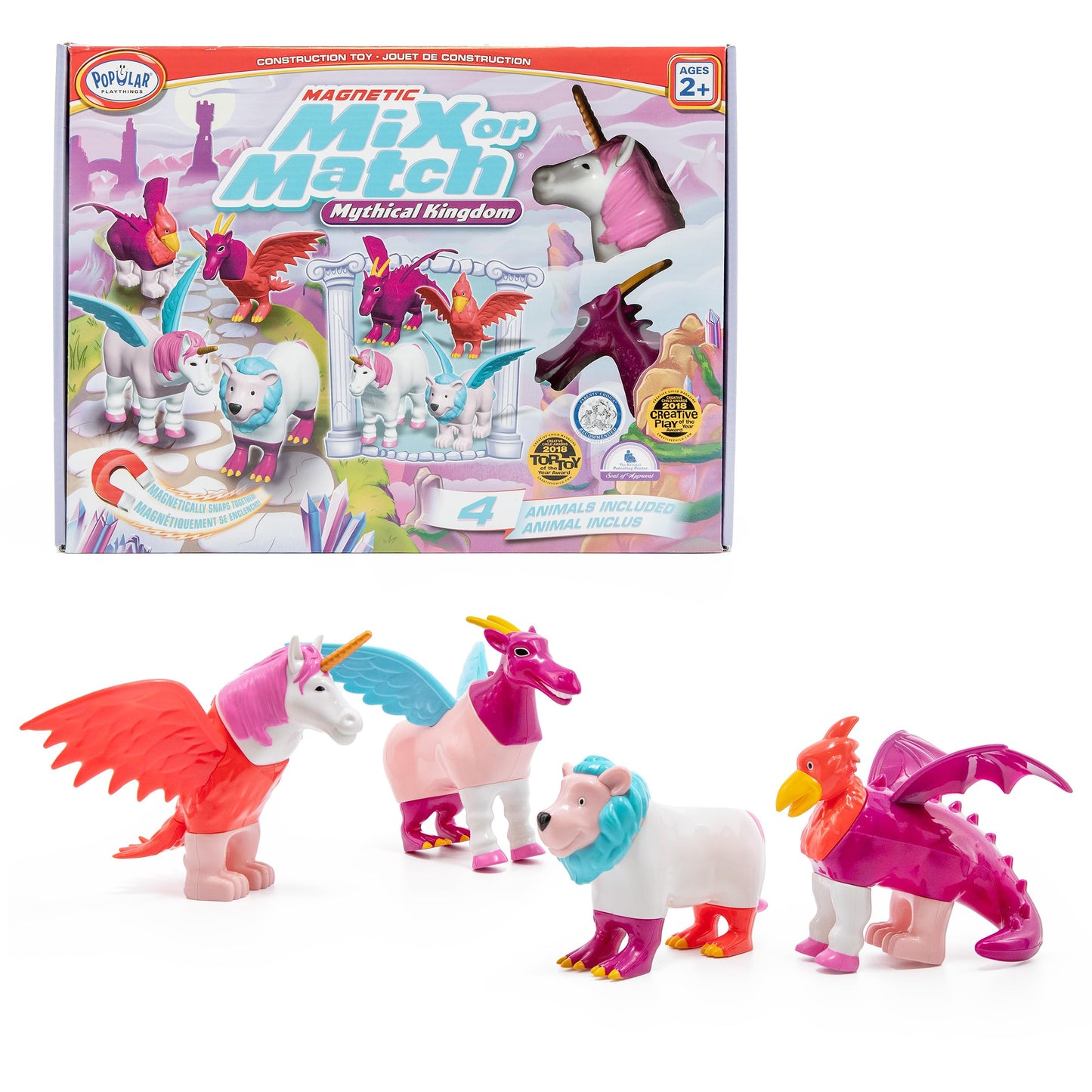 POPULAR PLAYTHINGS Magnetic Animals for Toddlers 1-3 – Pastel Mythical Kingdom (Set of 4)