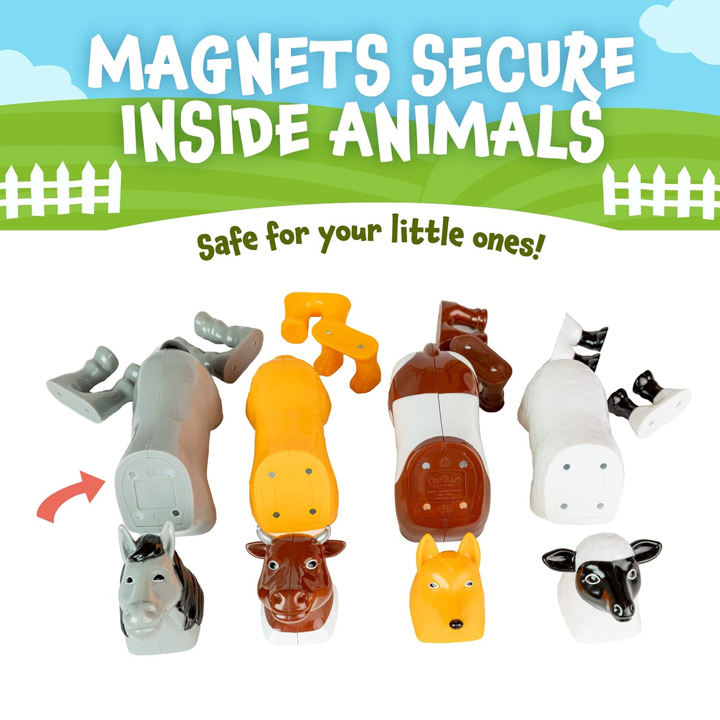 Popular Playthings Magnetic Animals for Toddlers – Mix & Match Farm Toys (Set of 4)