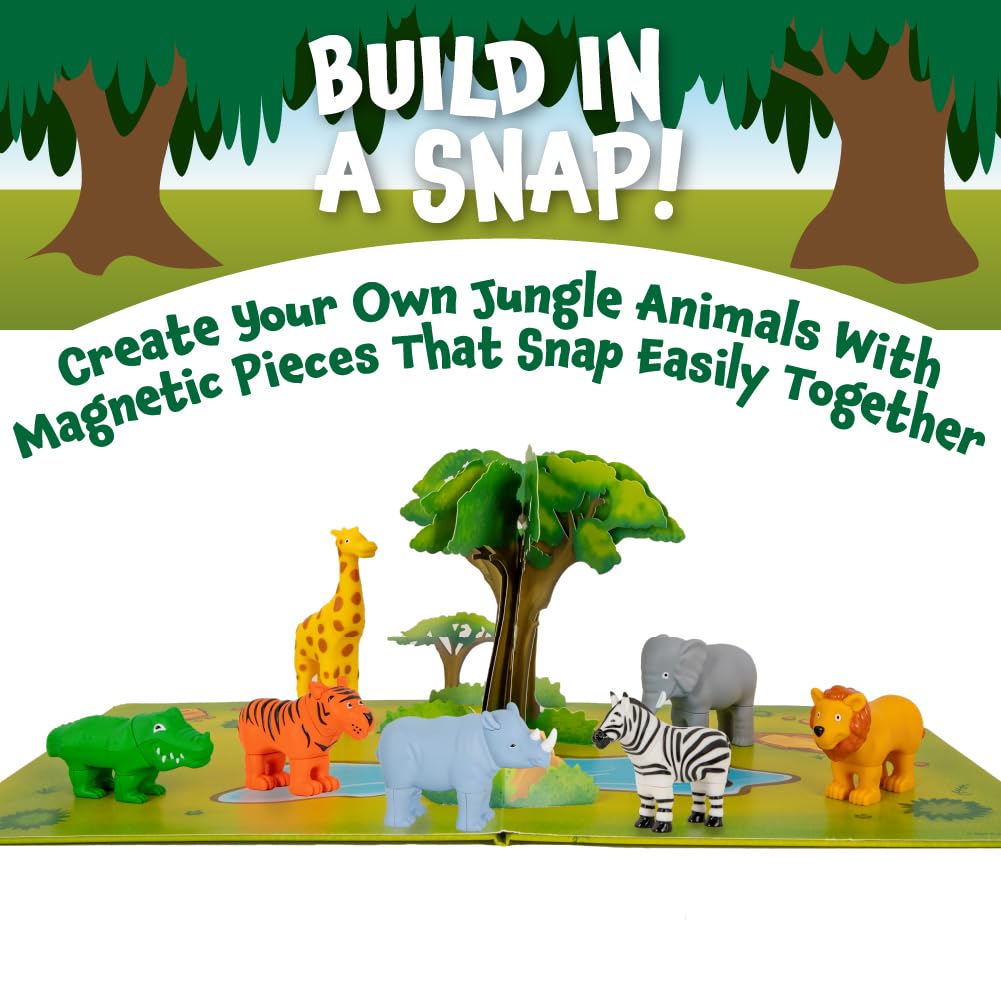 Popular Playthings Magnetic Animals for Toddlers 1-3 — Mini Mix & Match Jungle Animals with Pop-up Playmat
