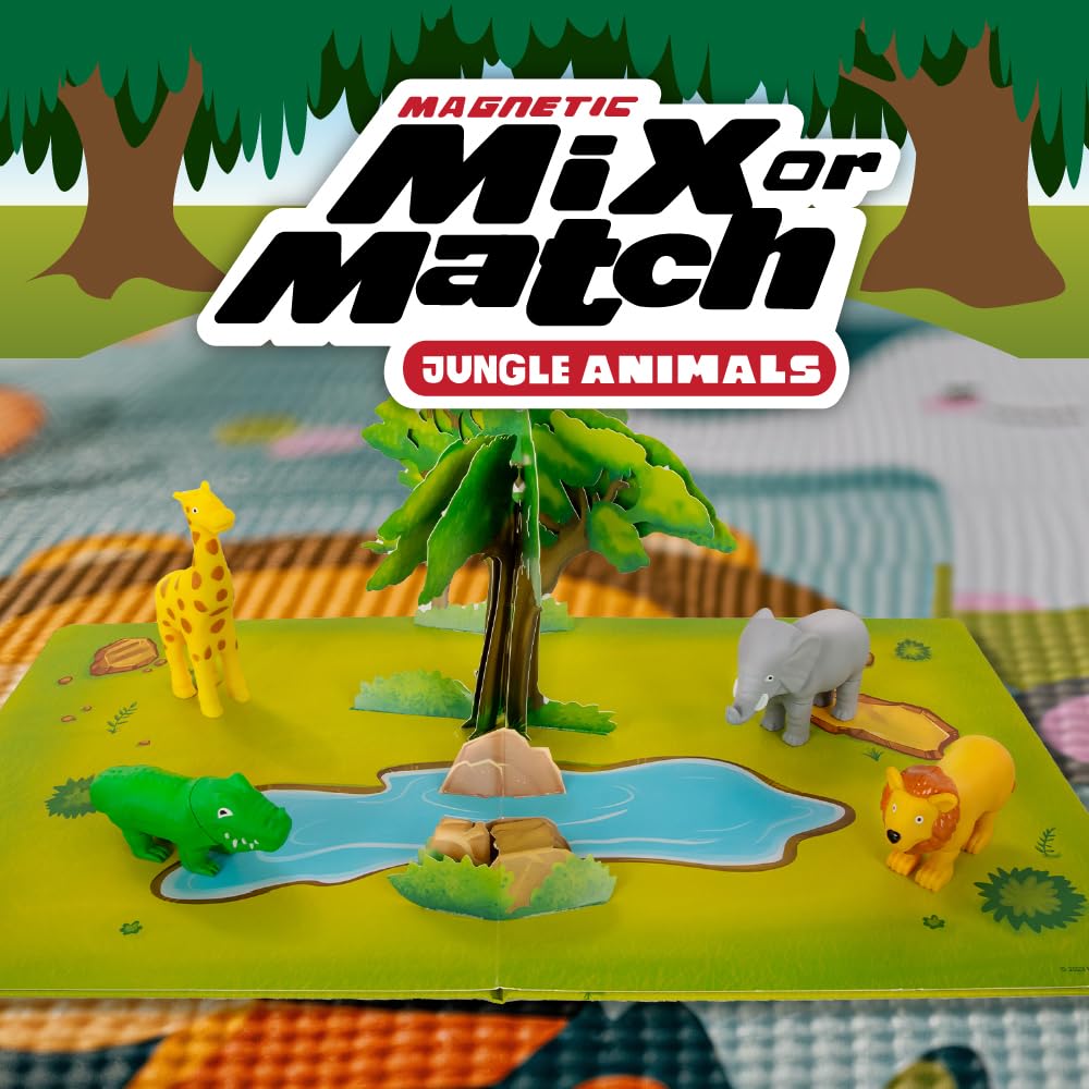 Popular Playthings Magnetic Animals for Toddlers 1-3 — Mini Mix & Match Jungle Animals with Pop-up Playmat