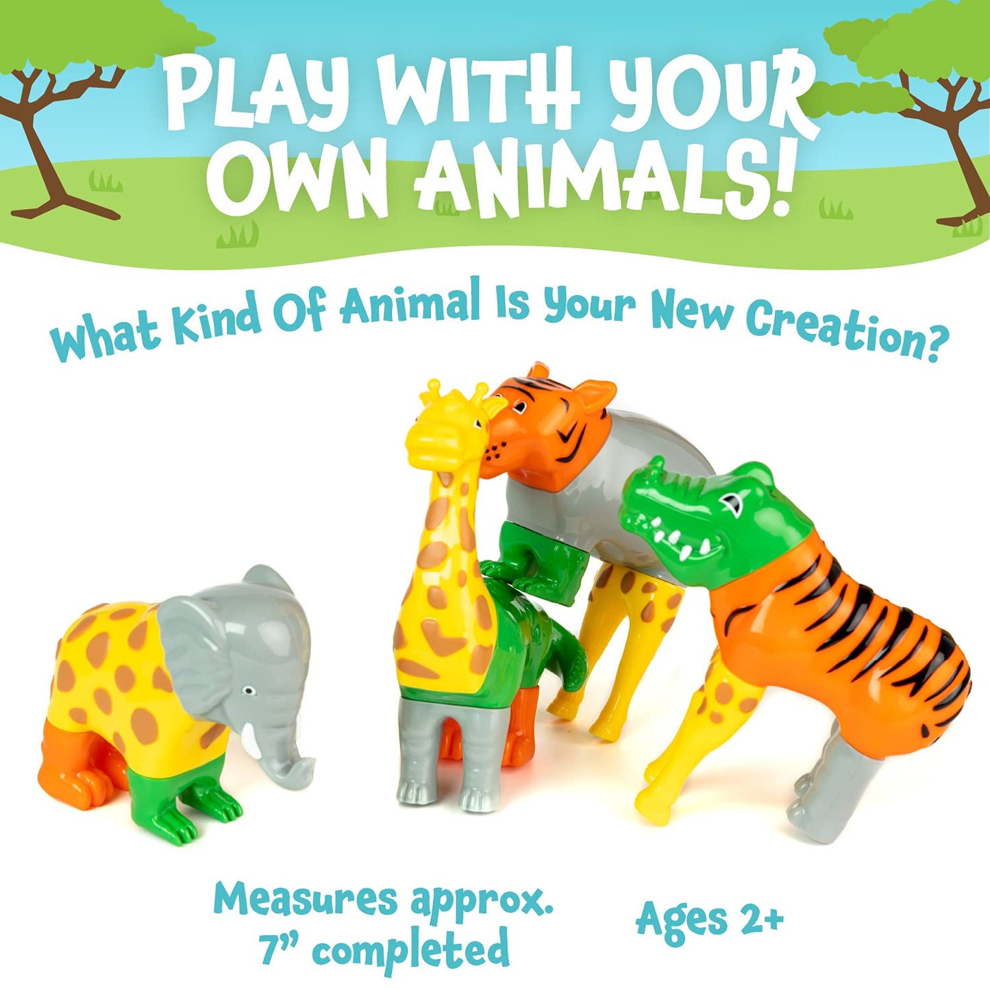 Popular Playthings Magnetic Animals for Toddlers 1-3 | Mix & Match Jungle Animals – Set of 4