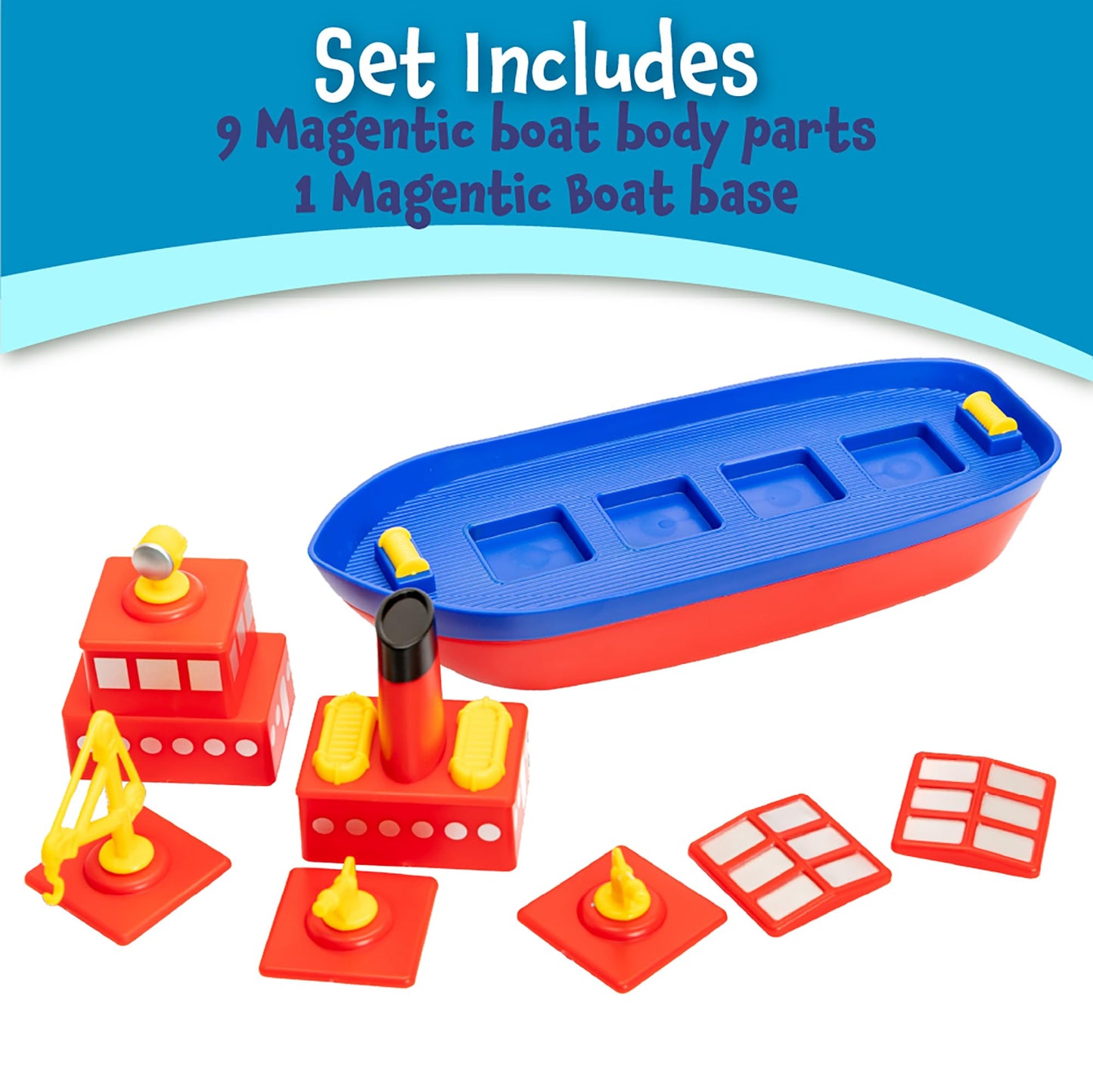 Popular Playthings Magnetic Build-a-Boat High Seas Play Set – Waterproof Bath Toys for Kids 3+
