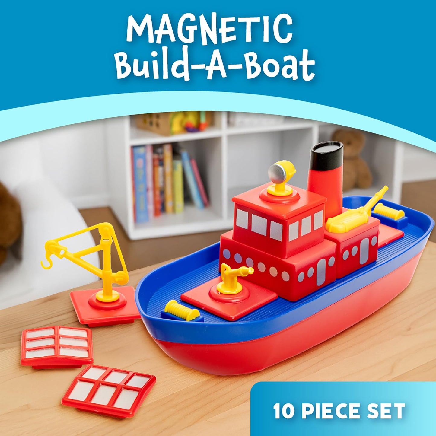 Popular Playthings Magnetic Build-a-Boat High Seas Play Set – Waterproof Bath Toys for Kids 3+