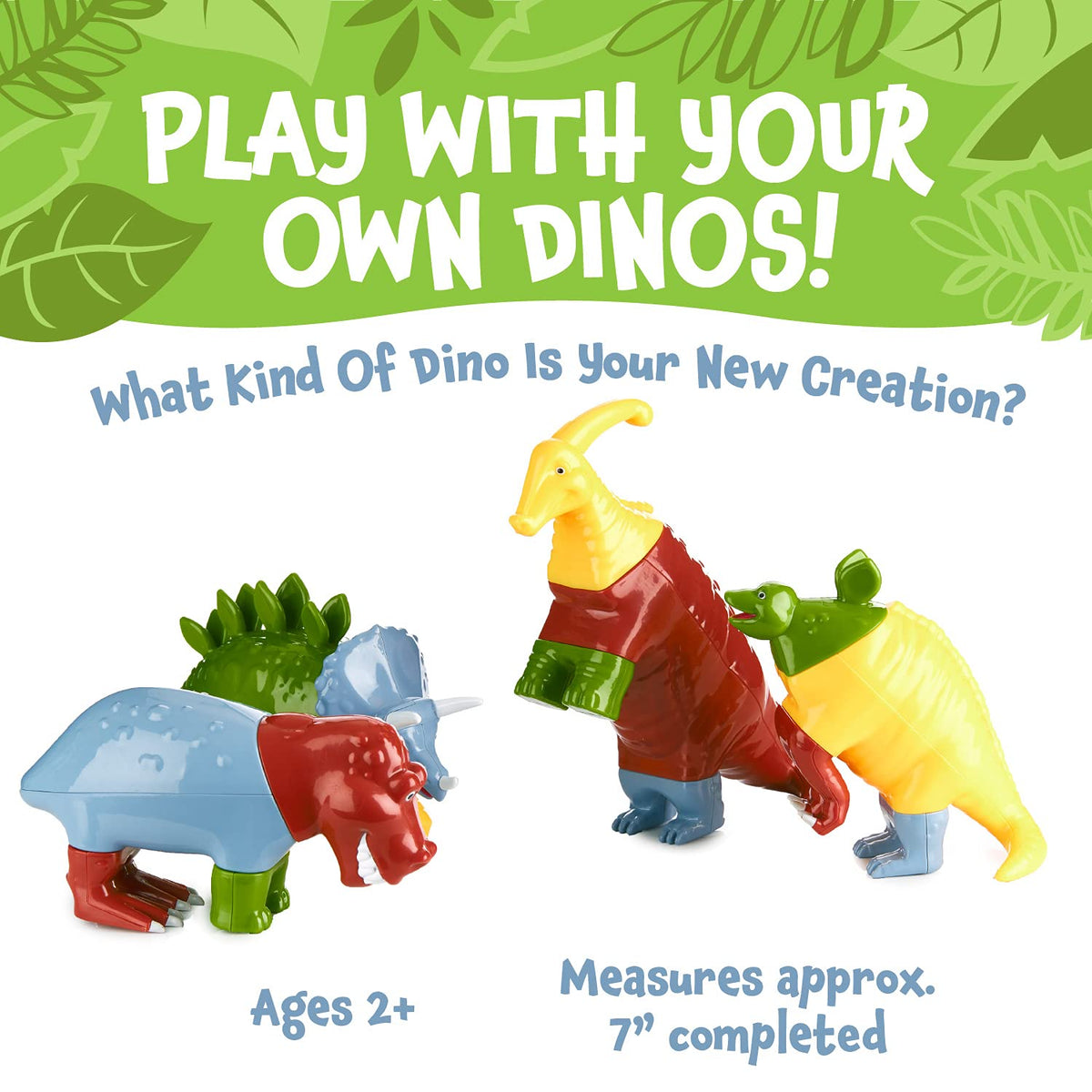 Popular Playthings Magnetic Dinosaurs for Toddlers 1-3 – Mix & Match Dino Toys (Set of 4)