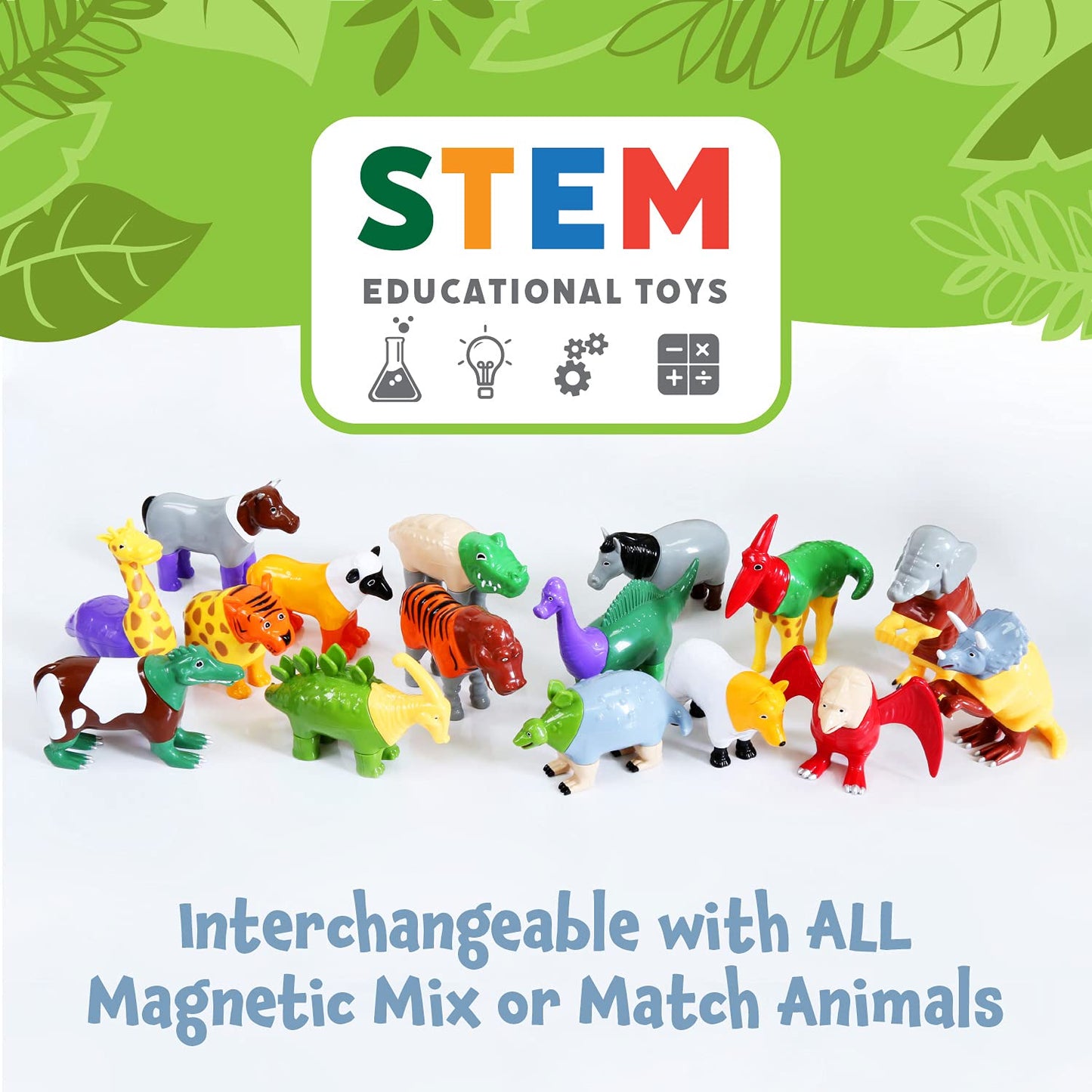 Popular Playthings Magnetic Dinosaurs for Toddlers – Mix & Match Dino Toys (Set of 4) Gift for Kids