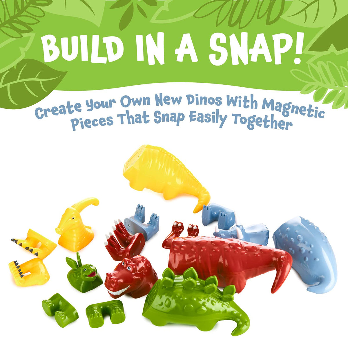 Popular Playthings Magnetic Dinosaurs for Toddlers 1-3 – Mix & Match Dino Toys (Set of 4)