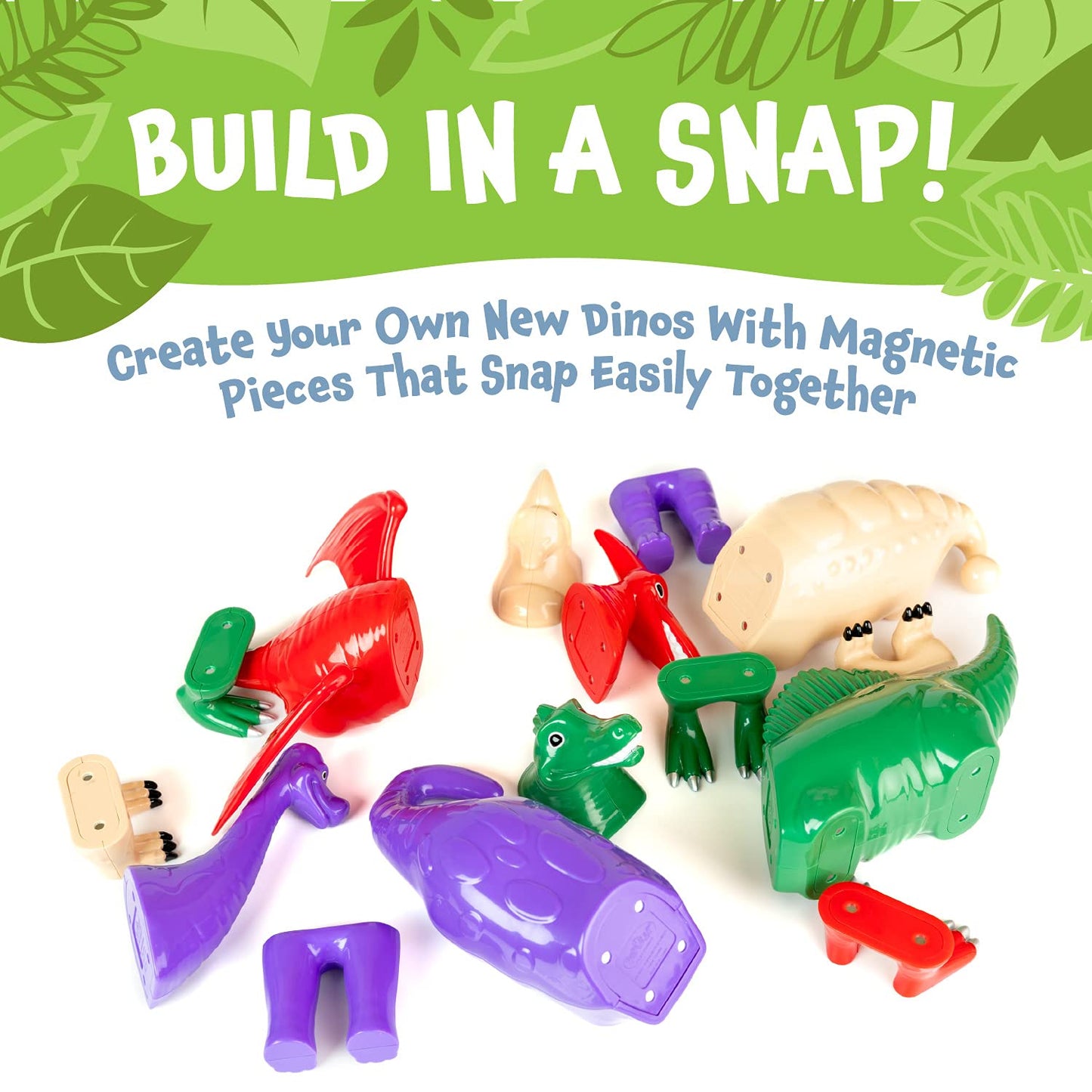 Popular Playthings Magnetic Dinosaurs for Toddlers – Mix & Match Dino Toys (Set of 4) Gift for Kids