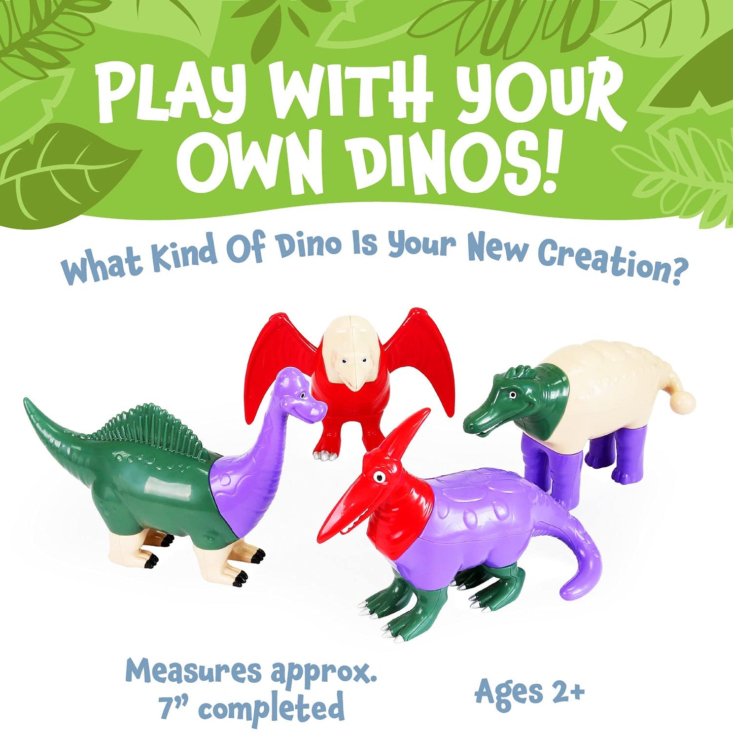 Popular Playthings Magnetic Dinosaurs for Toddlers – Mix & Match Dino Toys (Set of 4) Gift for Kids