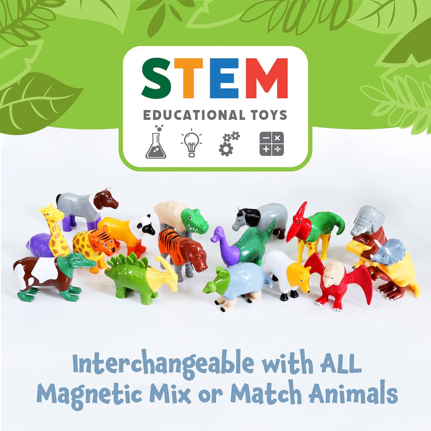 Popular Playthings Magnetic Dinosaurs for Toddlers 1-3 – Mix & Match Dino Toys (Set of 4)