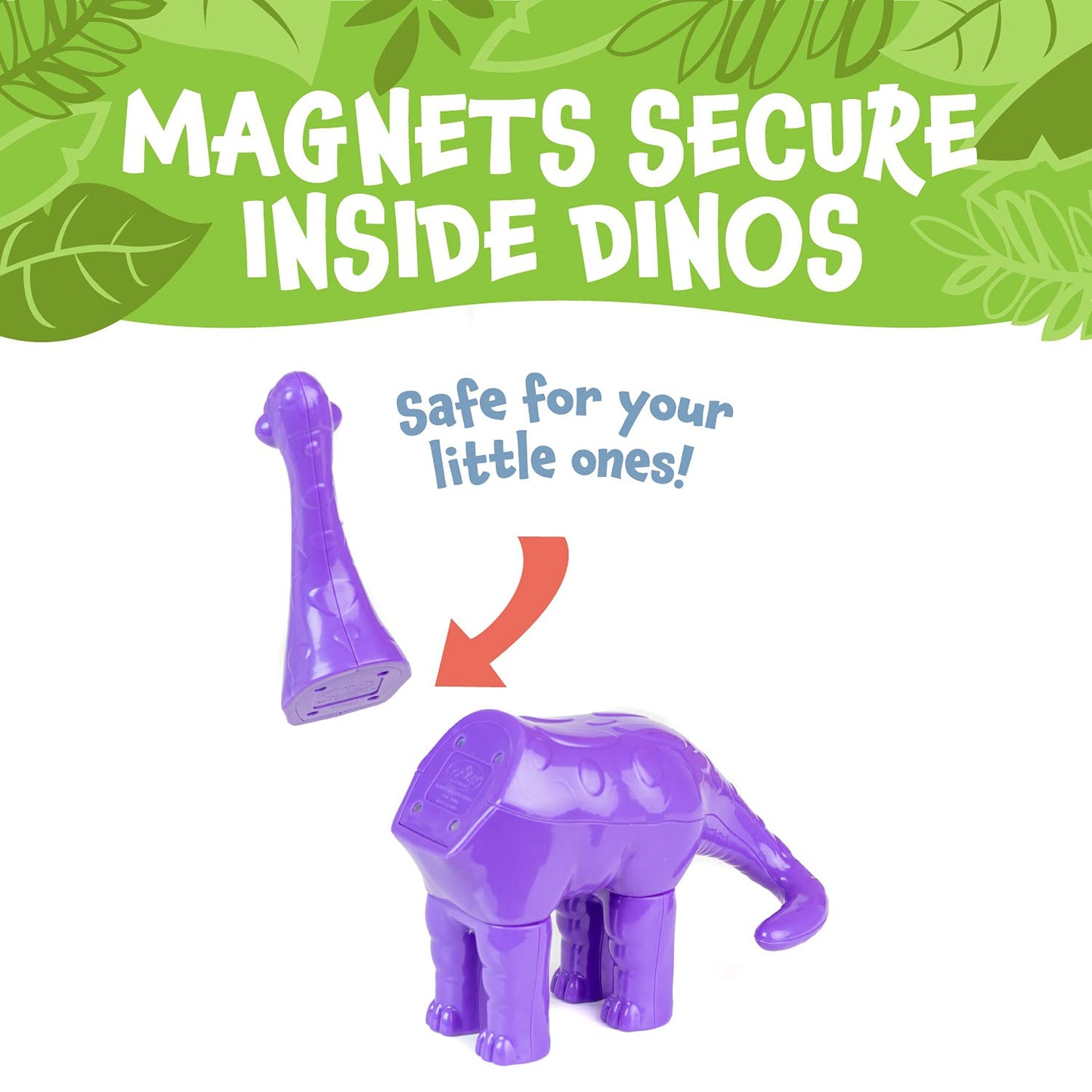 Popular Playthings Magnetic Dinosaurs for Toddlers – Mix & Match Dino Toys (Set of 4) Gift for Kids