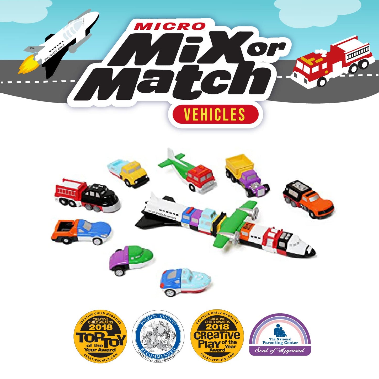 Popular Playthings Magnetic Vehicles for Toddlers 1-3 — Mix or Match Car Toys, Set of 9
