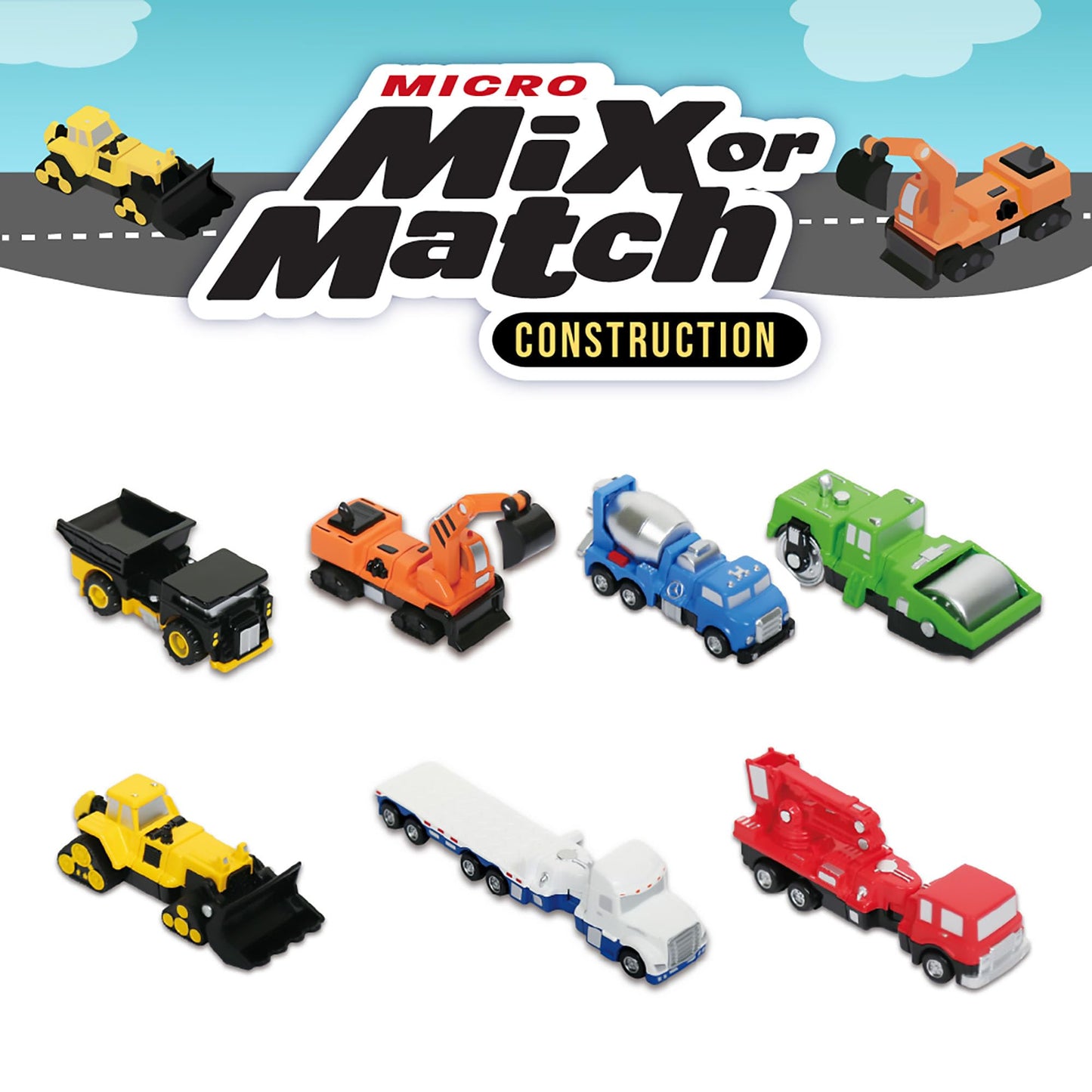 Popular Playthings Magnetic Construction Trucks – 7-Piece Mix & Match Vehicle Set for Toddlers