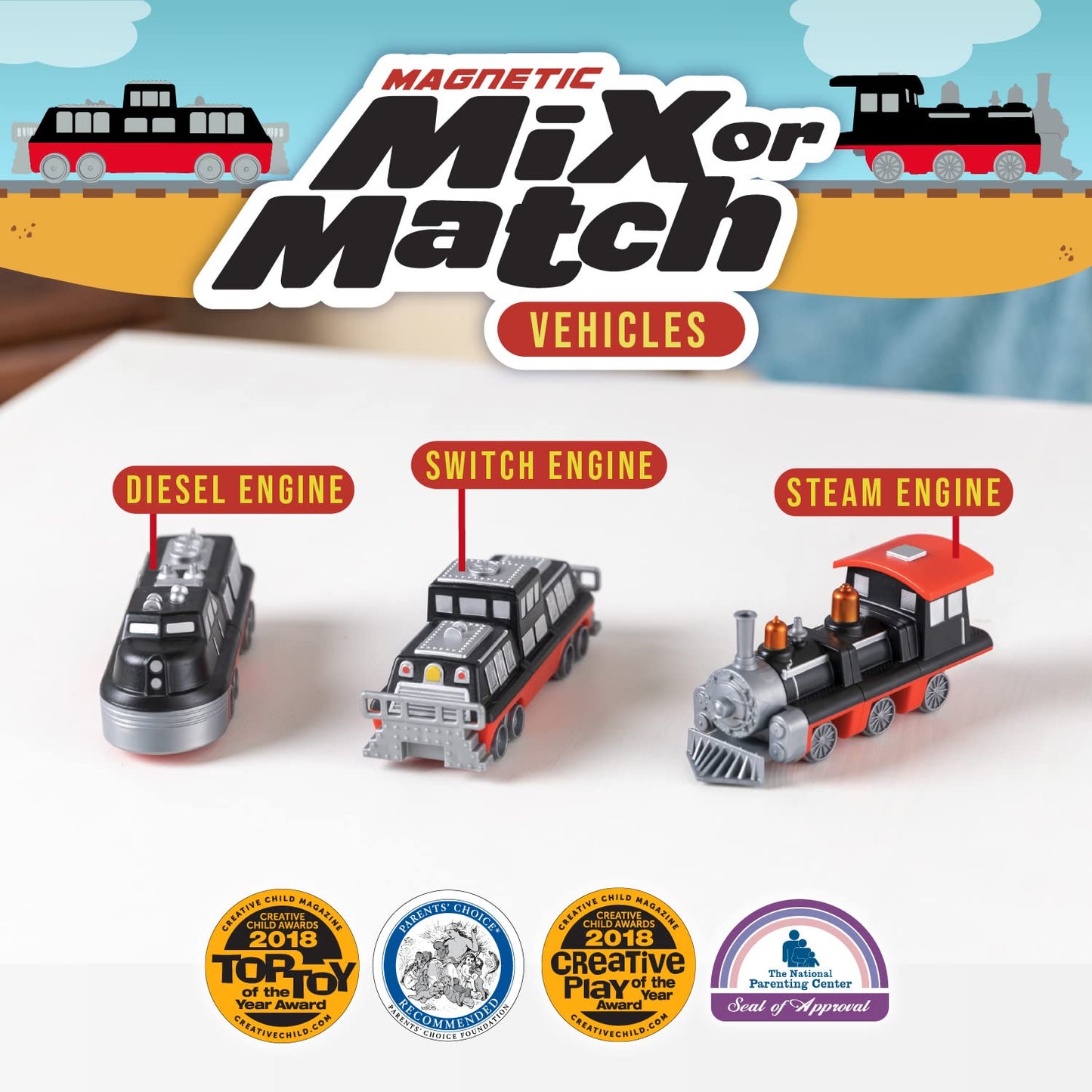 Popular Playthings Magnetic Vehicles for Toddlers 1-3 – Mix or Match Car Toys, Train Gift