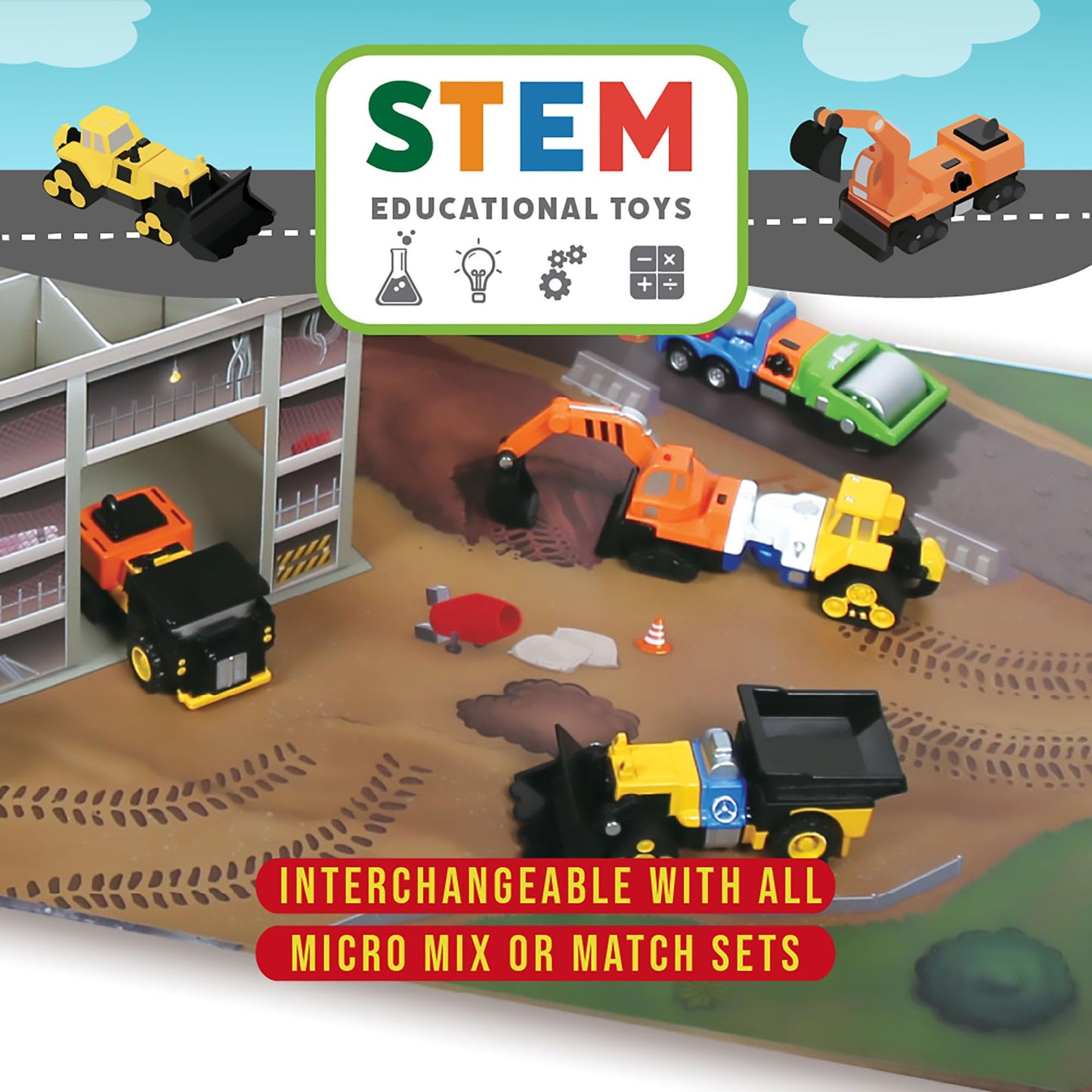 Popular Playthings Magnetic Construction Trucks – 7-Piece Mix & Match Vehicle Set for Toddlers