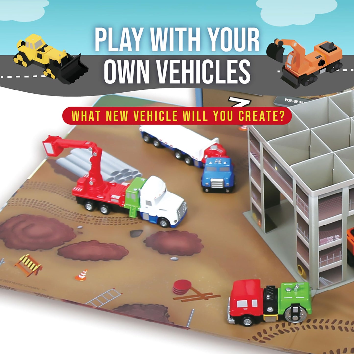 Popular Playthings Magnetic Construction Trucks – 7-Piece Mix & Match Vehicle Set for Toddlers