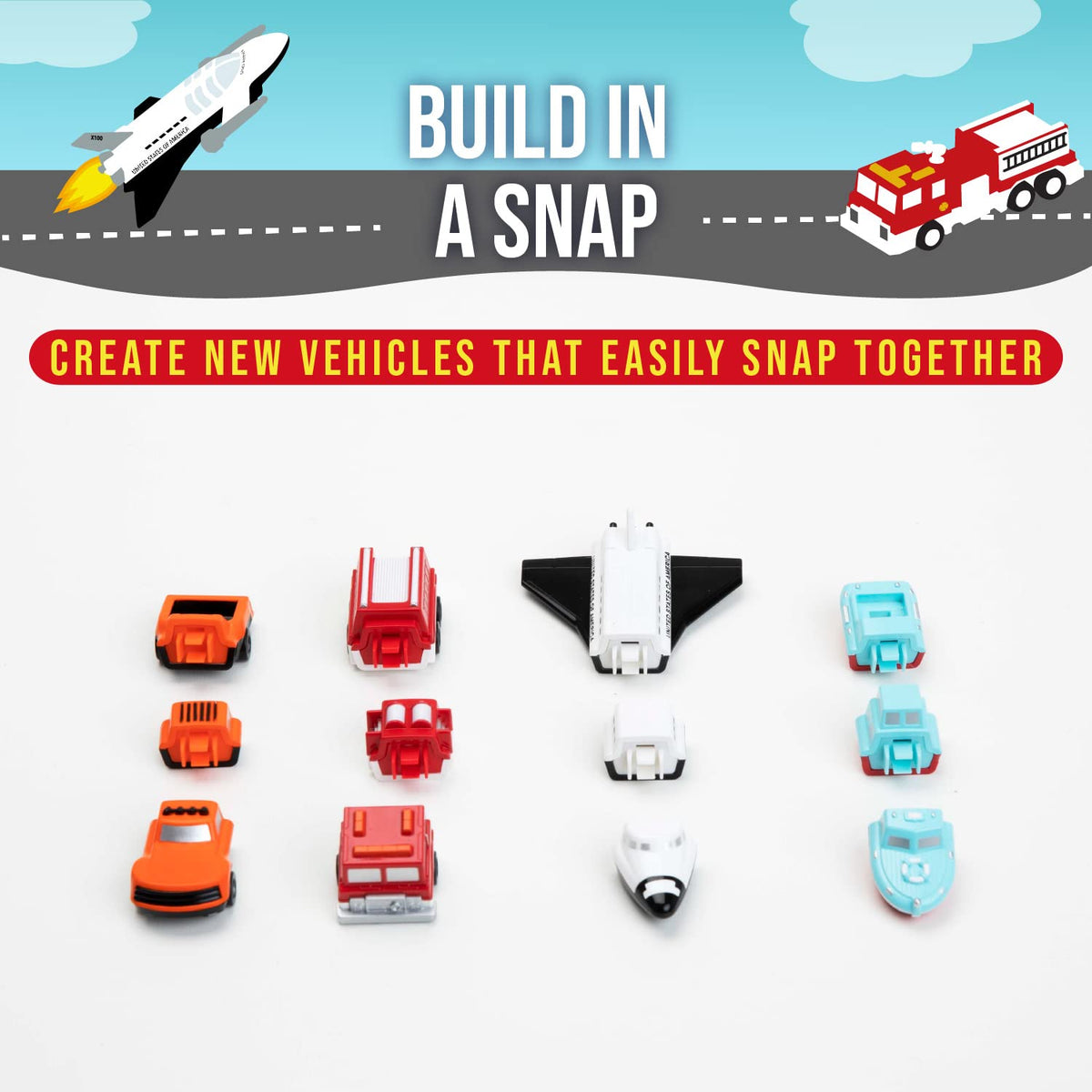 Popular Playthings Magnetic Vehicles for Toddlers 1-3 — Mix or Match Car Toys, Set of 9