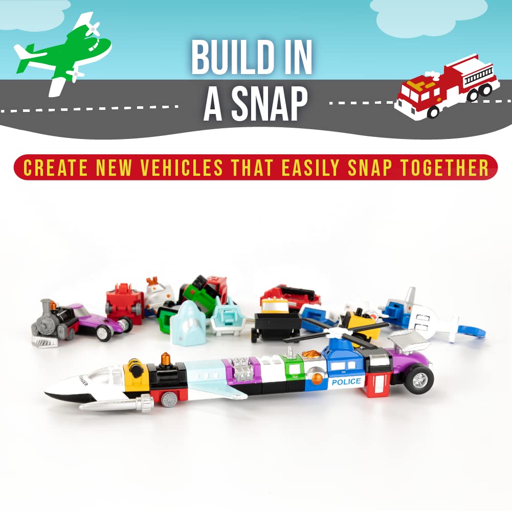 Popular Playthings Magnetic Vehicles 9-Piece Set for Toddlers 1-3 – Mix & Match Cars, Planes & More