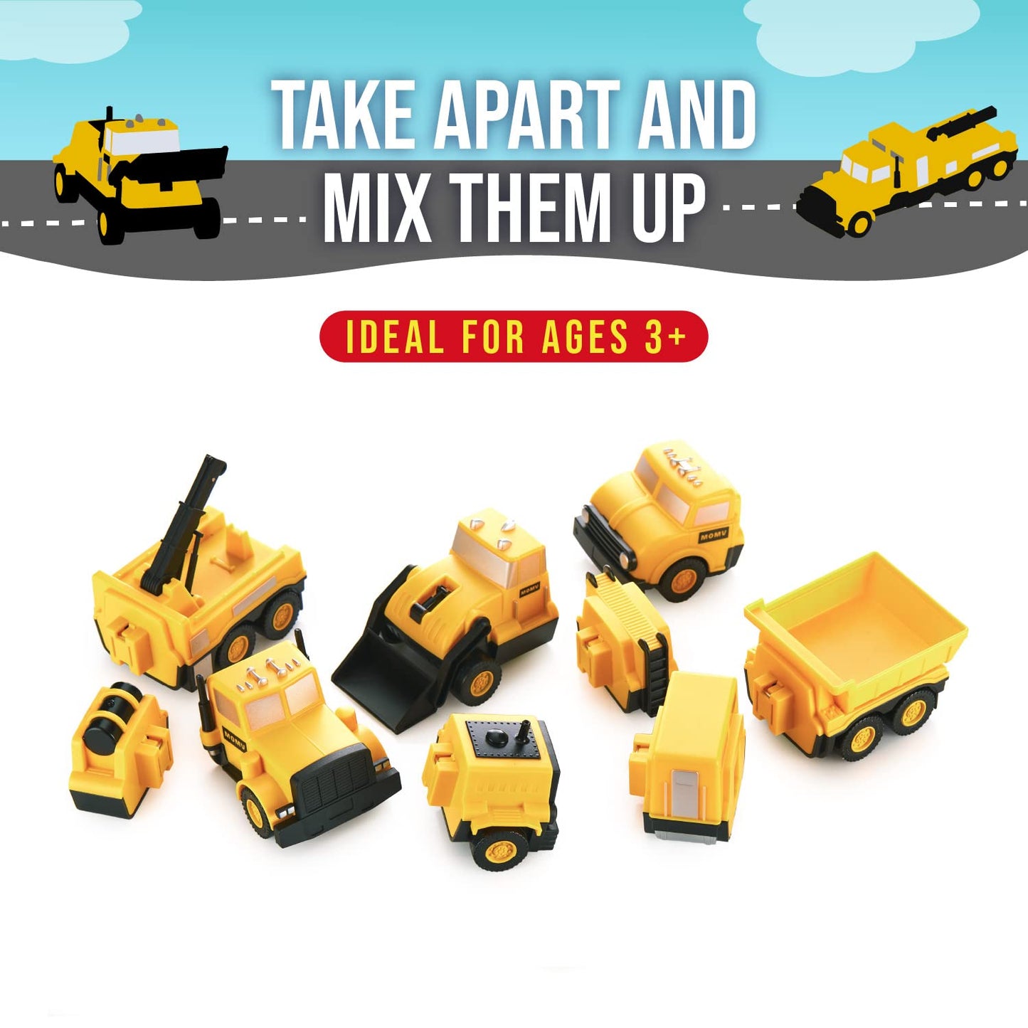 Popular Playthings Magnetic Vehicles for Toddlers 1-3 – Mix or Match Car Toys (Set of 3)