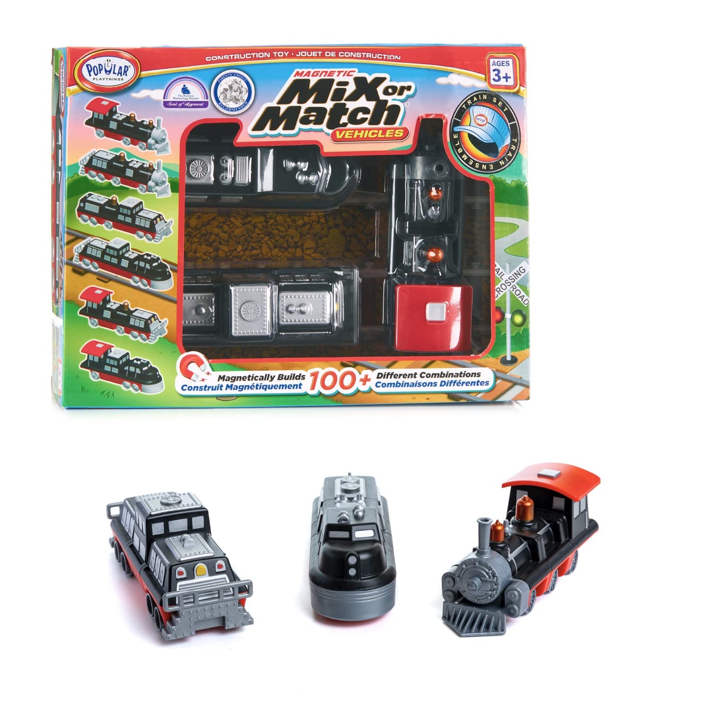 Popular Playthings Magnetic Vehicles for Toddlers 1-3 – Mix or Match Car Toys, Train Gift