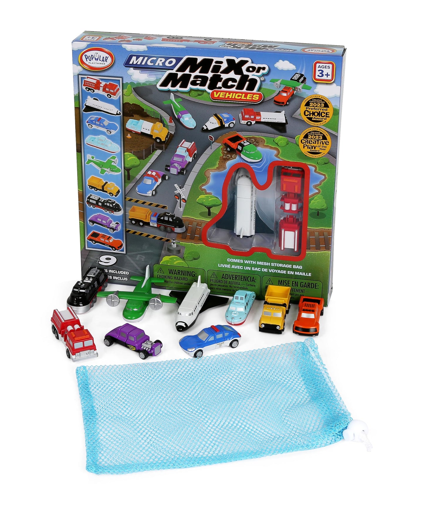 Popular Playthings Magnetic Vehicles for Toddlers 1-3 — Mix or Match Car Toys, Set of 9
