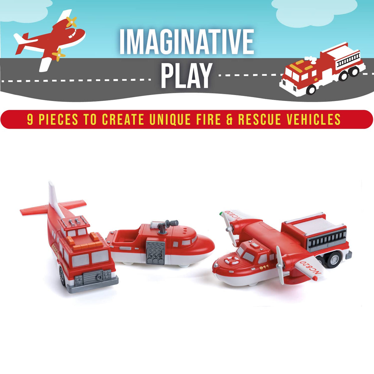 POPULAR PLAYTHINGS Magnetic Vehicles for Toddlers 1-3 | Mix & Match Police Car, Armored Car & Helicopter – Set of 3