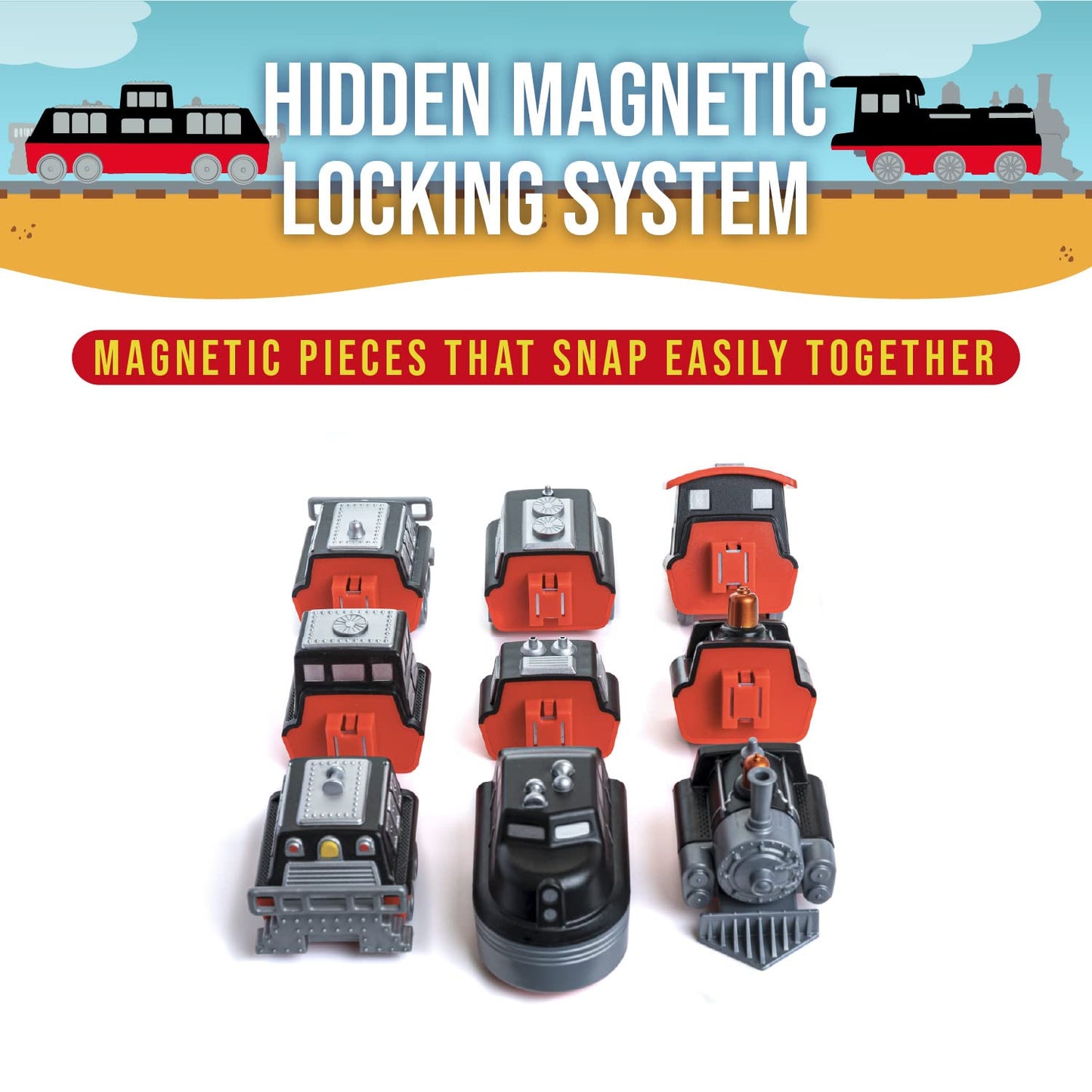 Popular Playthings Magnetic Vehicles for Toddlers 1-3 – Mix or Match Car Toys, Train Gift