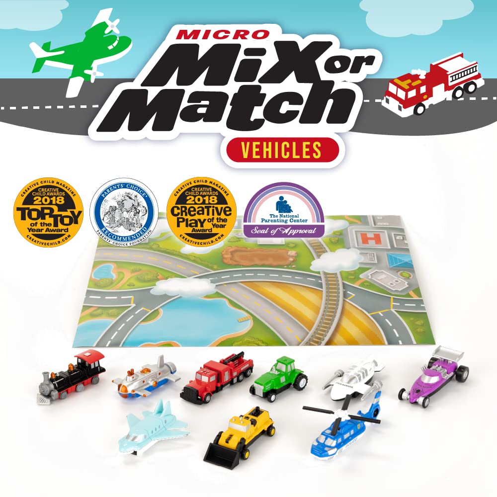 Popular Playthings Magnetic Vehicles 9-Piece Set for Toddlers 1-3 – Mix & Match Cars, Planes & More