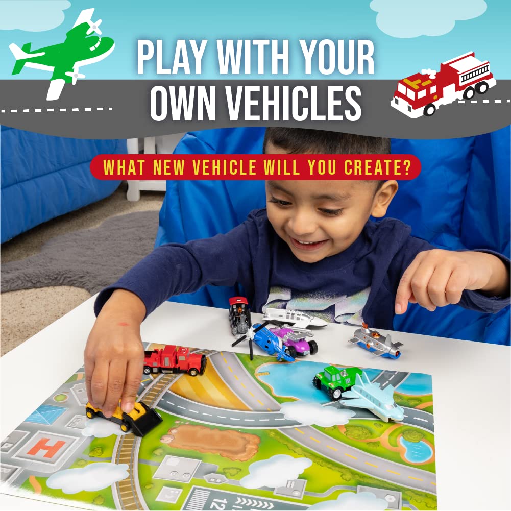 Popular Playthings Magnetic Vehicles 9-Piece Set for Toddlers 1-3 – Mix & Match Cars, Planes & More