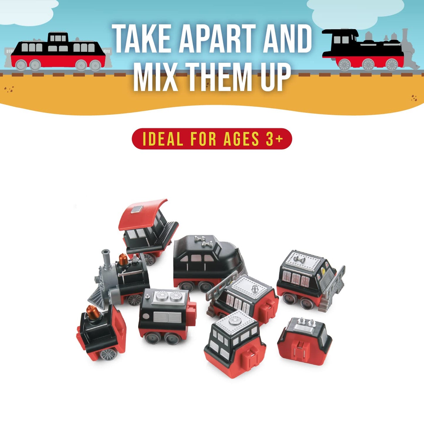 Popular Playthings Magnetic Vehicles for Toddlers 1-3 – Mix or Match Car Toys, Train Gift