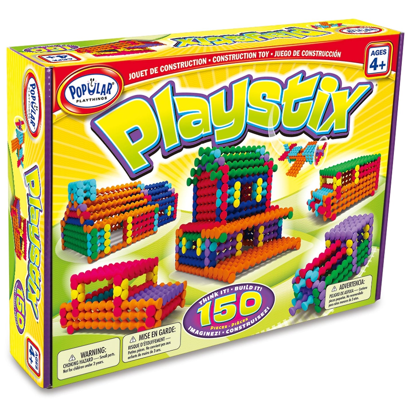 POPULAR PLAYTHINGS Playstix Construction Toy Set – 150 Piece STEM Building Kit for Kids 4+