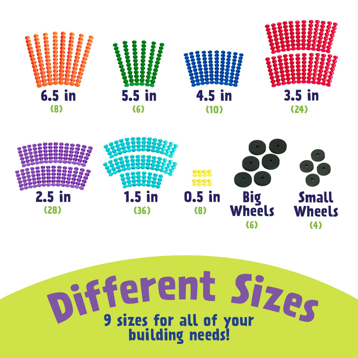 POPULAR PLAYTHINGS Playstix 130-Piece Building Sticks Kit for Kids – Colorful STEM Construction Toy