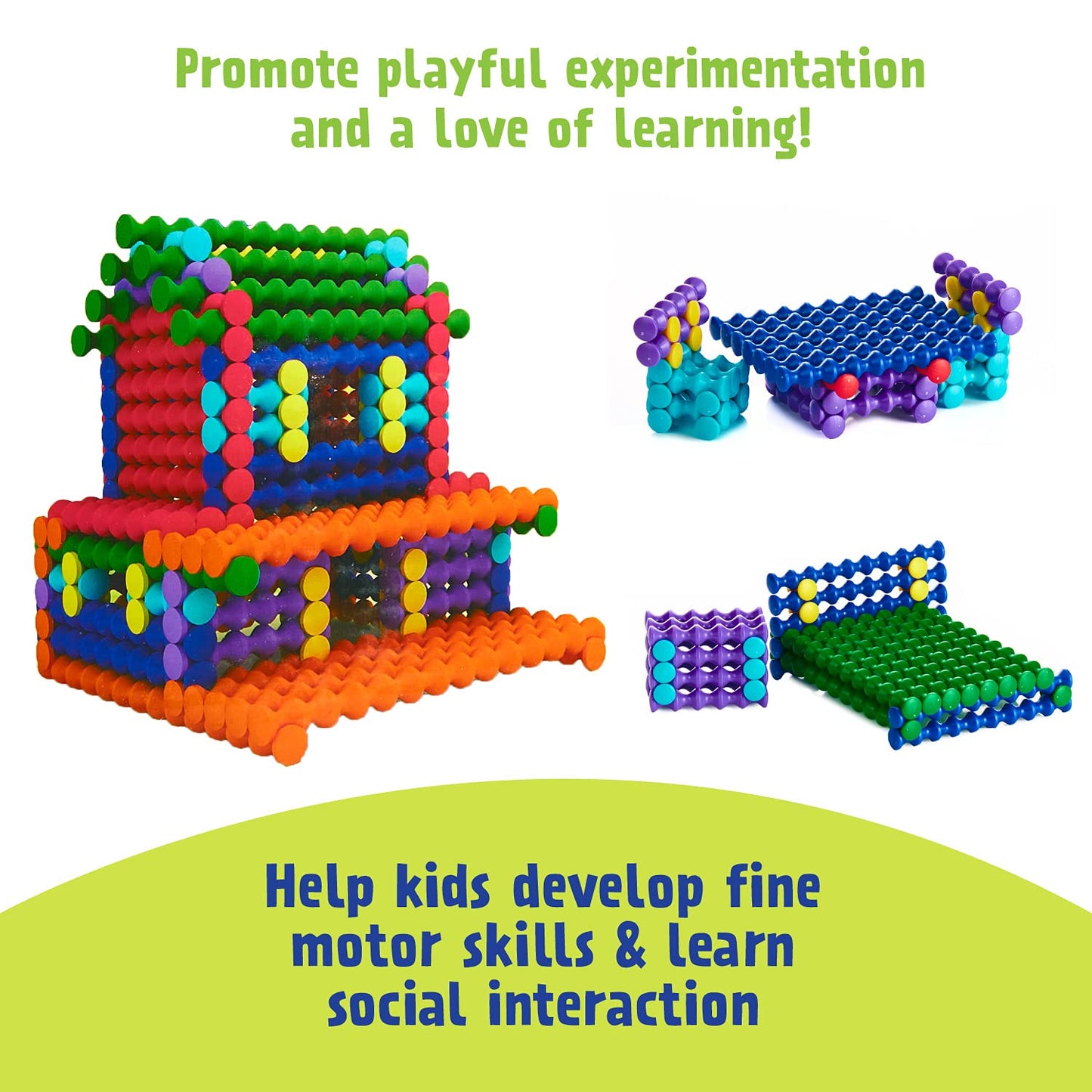 POPULAR PLAYTHINGS Playstix Construction Toy Set – 150 Piece STEM Building Kit for Kids 4+