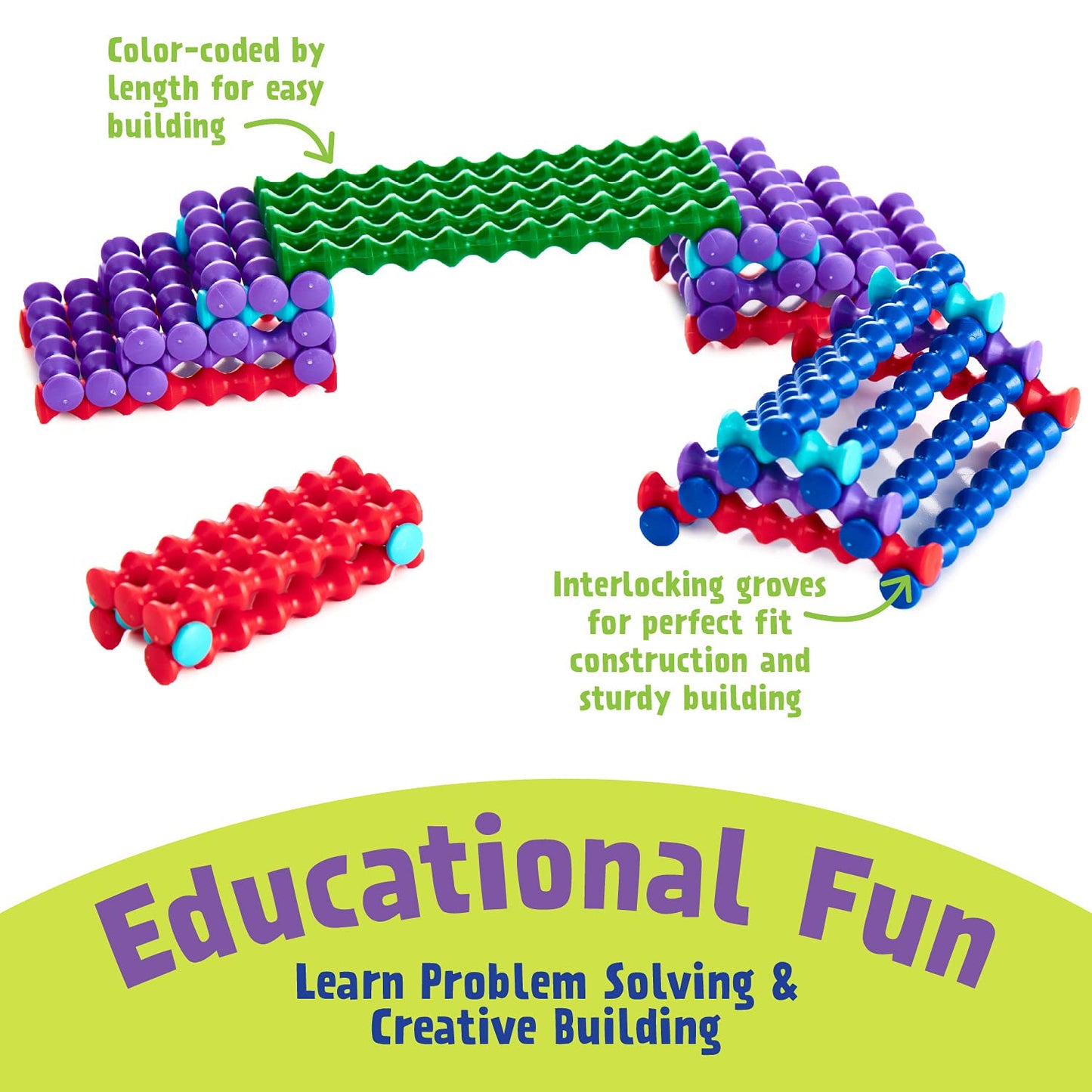 POPULAR PLAYTHINGS Playstix Construction Toy Set – 150 Piece STEM Building Kit for Kids 4+