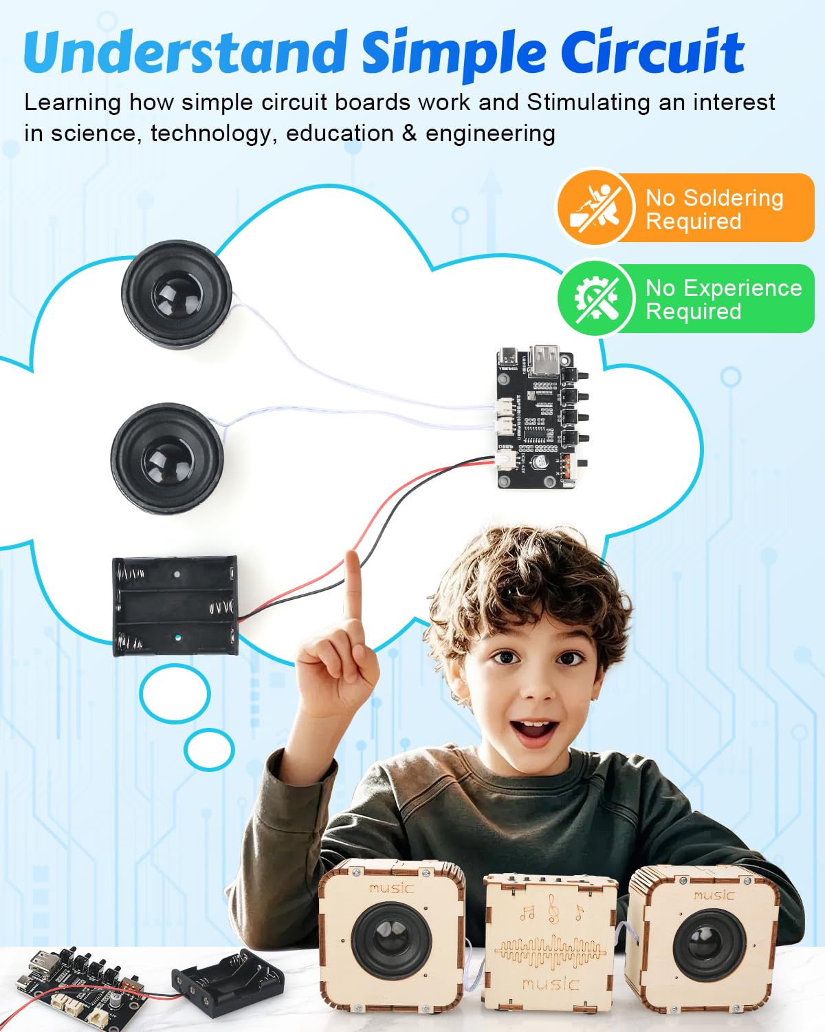 Poraxy STEM Bluetooth Speaker Kit for Ages 8-13 – Build Your Own Wireless Speaker