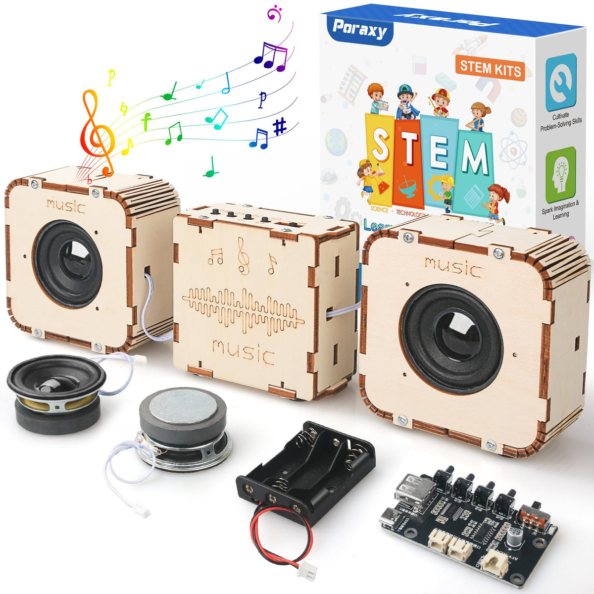 Poraxy STEM Bluetooth Speaker Kit for Ages 8-13 – Build Your Own Wireless Speaker