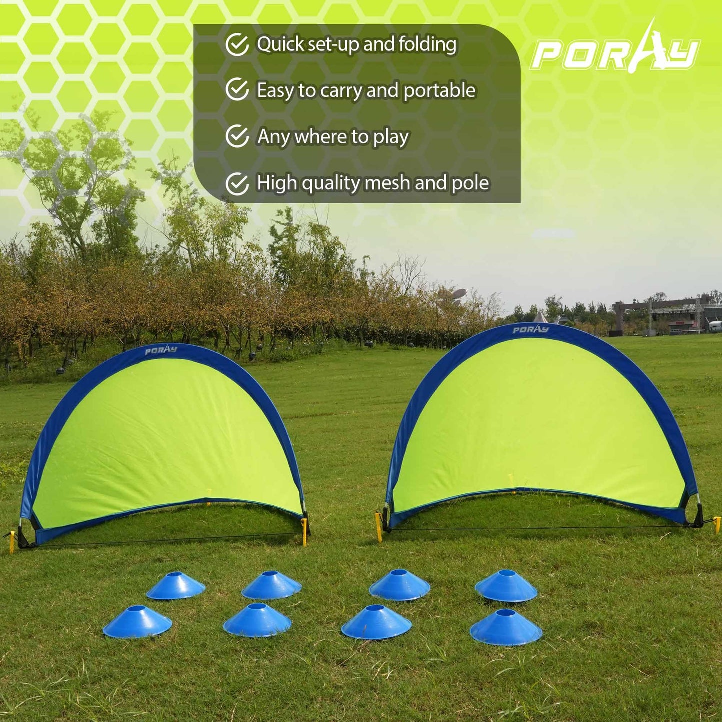 porayhut 4ft Pop-Up Soccer Goals – Set of 2 with Cones & Stakes for Backyard Training