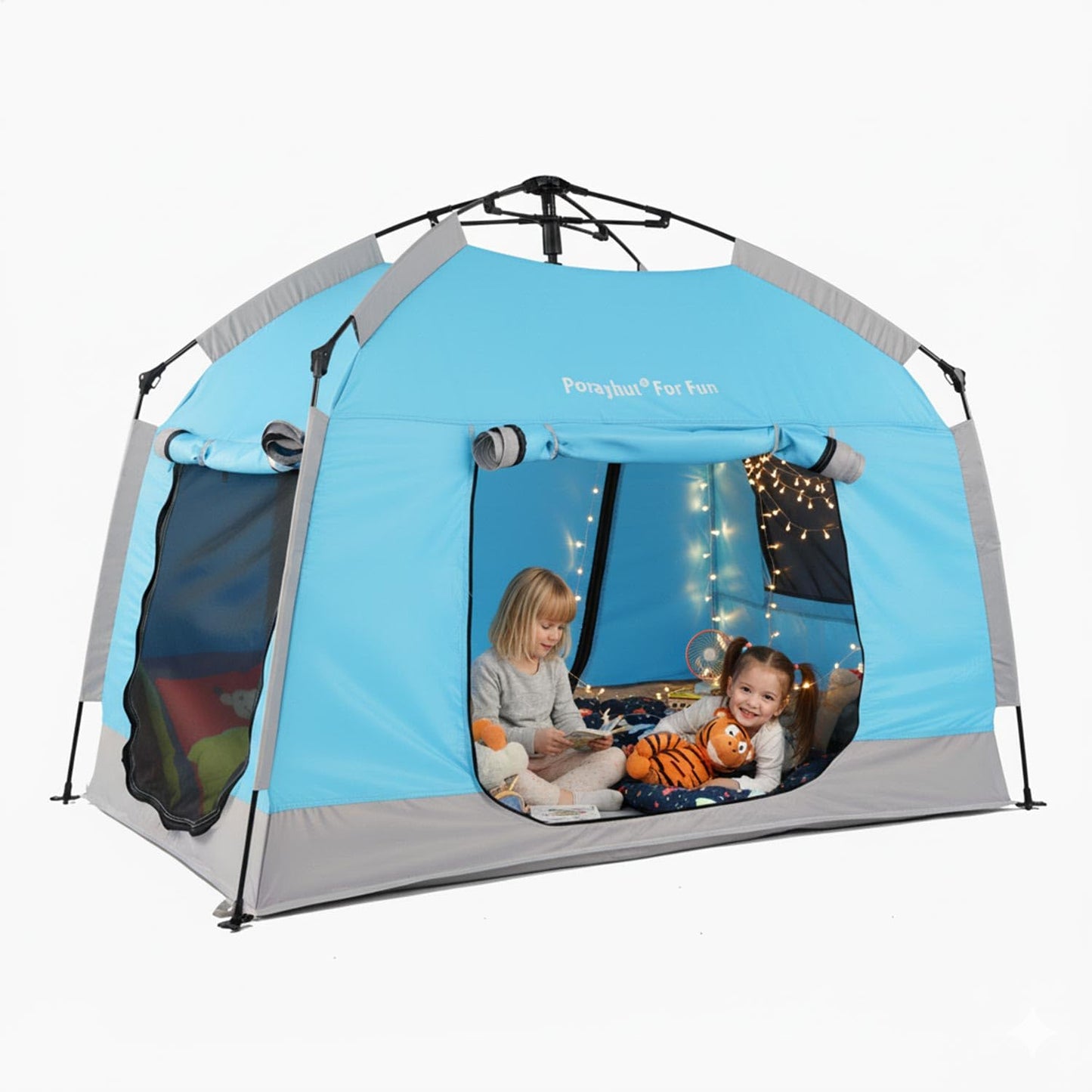 porayhut Easy Set Up Kids Playhouse with LED Light Strip – Portable Private Play Tent