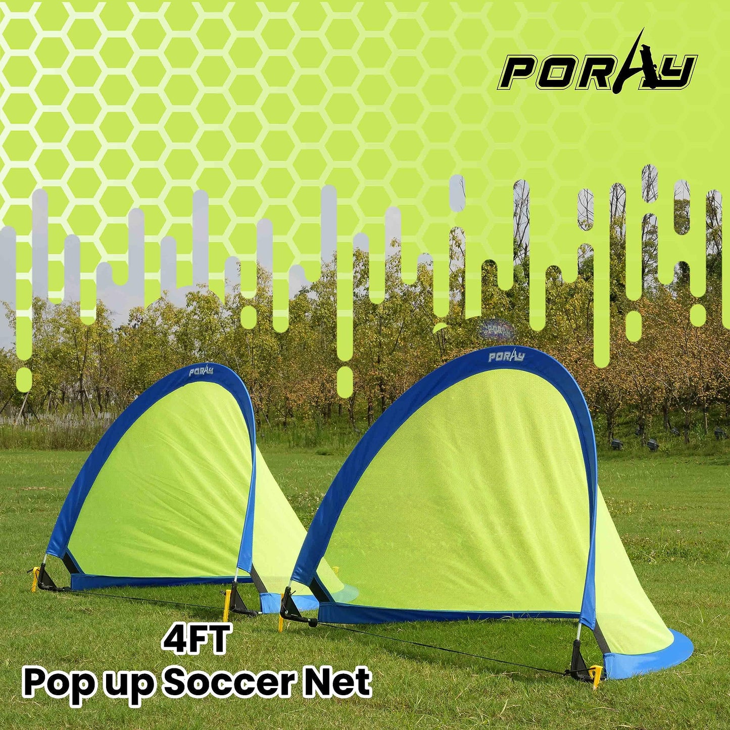 porayhut 4ft Pop-Up Soccer Goals – Set of 2 with Cones & Stakes for Backyard Training