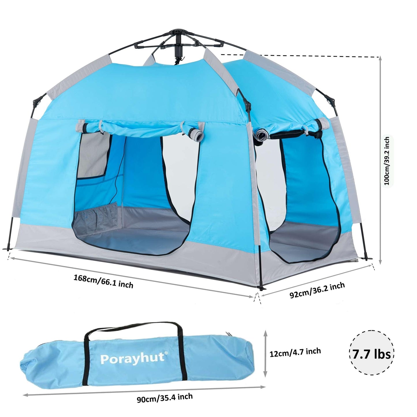 porayhut Easy Set Up Kids Playhouse with LED Light Strip – Portable Private Play Tent