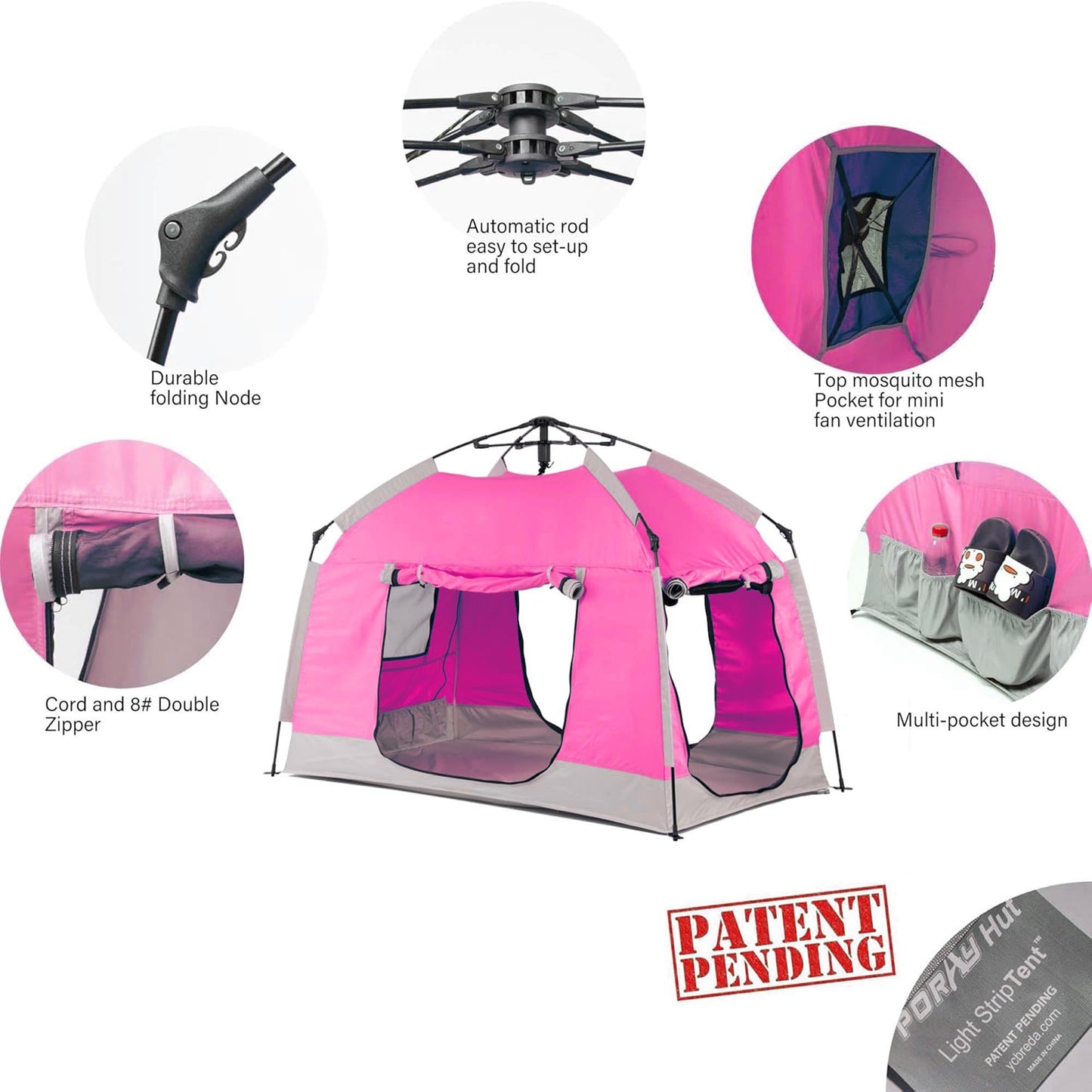 Porayhut Kids Play Tent - Portable Indoor/Outdoor Playhouse with LED Night Light