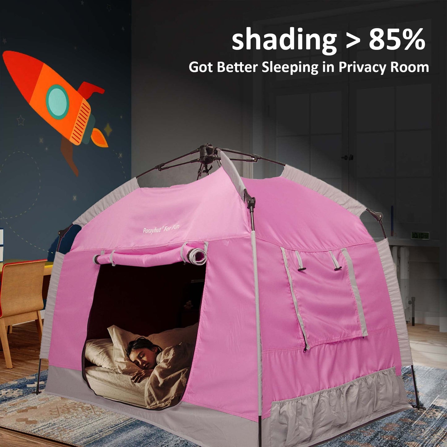 Porayhut Kids Play Tent - Portable Indoor/Outdoor Playhouse with LED Night Light