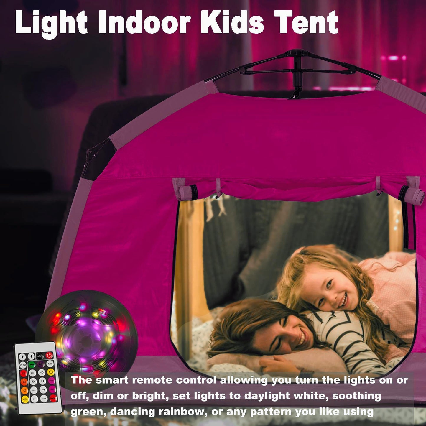 Porayhut Kids Play Tent - Portable Indoor/Outdoor Playhouse with LED Night Light