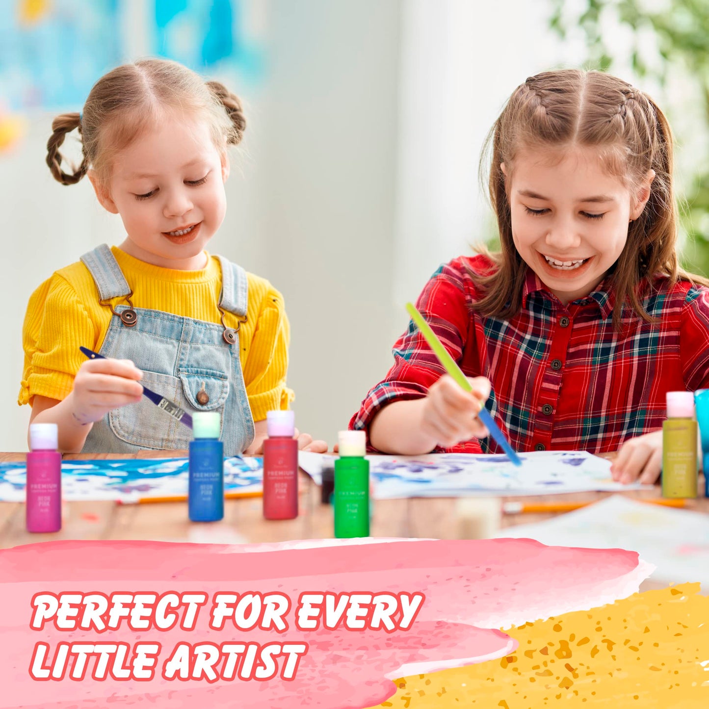 Positive Art Kids Tempera Paint Set – 40 Colors, 15 Brushes, Washable & Non-Toxic