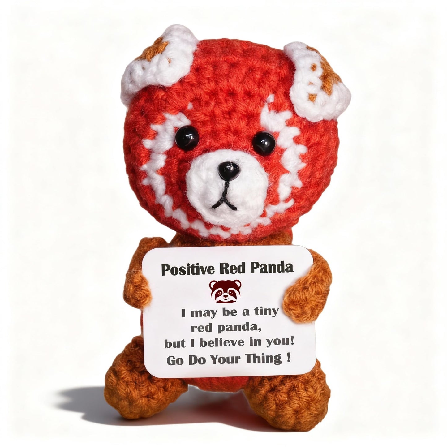 POSSHE Red Panda Gifts – Handmade Crochet Positive Support Panda for Friends & Co-workers
